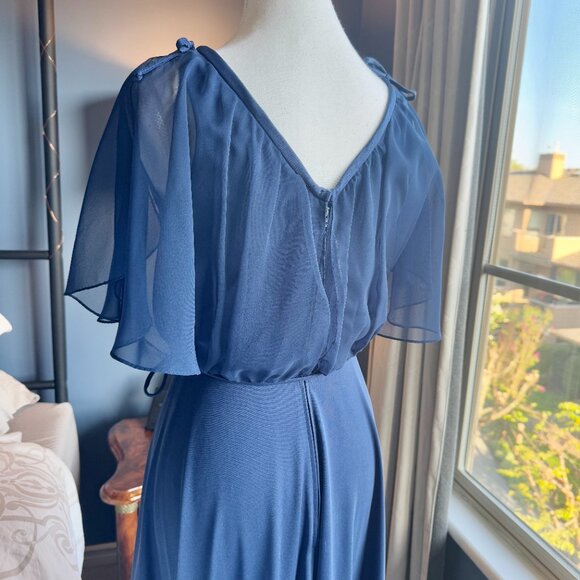 Vintage Navy Blue Chiffon Maxi Dress - Picture 9 of 14